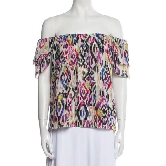 LIKE NEW!  MISA colorful Aztec print off the shoulder blouse. Sz. M - Picture 1 of 9